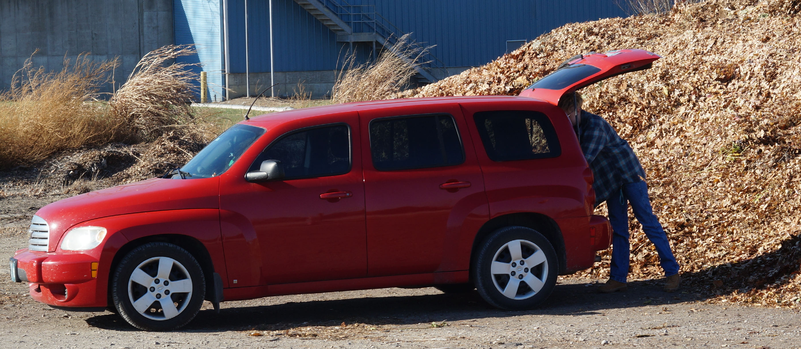 Car at leaf pile - Copy